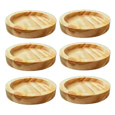 Kit Jogo Pires de Madeira Pinus Redondo para Xícaras de Chá Café Mesa Posta Porta Copos Madeira