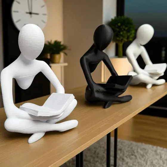 Escultura Decorativa Leitura Arte Minimalista Impressa em 3D