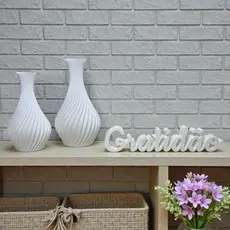 Kit 2 Vasos Decorativos Espiral + Letreiro Gratidão Enfeite de Plástico Sala rack, Casa e Escritório | Decoração Moderna
