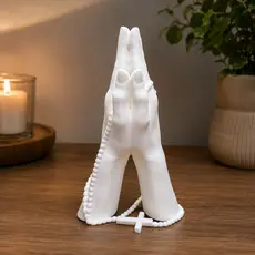 Escultura Mãos em Oração Com Terço Decorativa  Estátua Religiosa Católica Quarto Sala Escritório