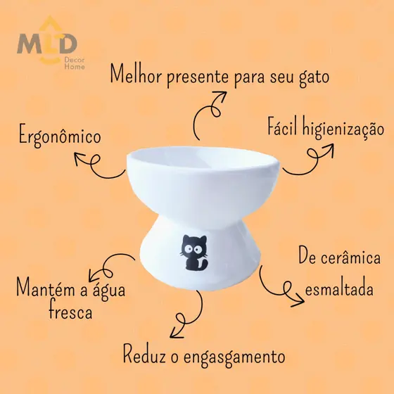Comedouro cerâmica Gato Bebedouro bebedor PET ergonomico Elevado anti formiga higiênico fácil limpar