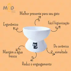 Comedouro cerâmica Gato Bebedouro bebedor PET ergonomico Elevado anti formiga higiênico fácil limpar
