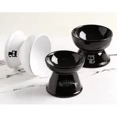 Kit 2 Comedouro Higiênico Cerâmica Elevado Gatos Prático Comedouro Bebedouro Cerâmica Pet Cachorros