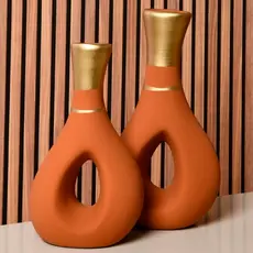 Vaso Colorido 2 Dupla Kit Enfeites Decorativos Rack Sala Aparador Cerâmica Casa Decoracao Quarto Par