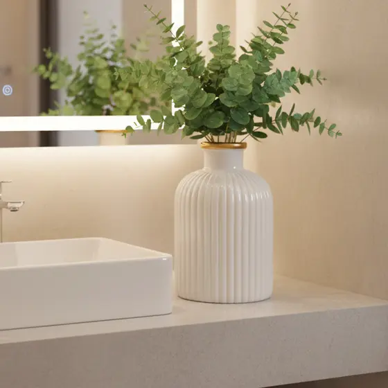 Vaso Cachepot para Plantas Artificiais Cerâmica Moderno Riscado Escritório Enfeite Casa Decoração