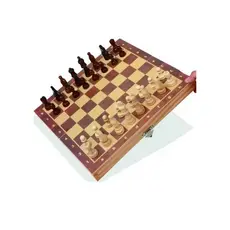 Tabuleiro Grande imantado Madeira 3 em 1 Xadrez Damas Gamão