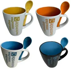 kit Xicara e Colher Caneca luxo Cafe Cappuccino luxo 325ml