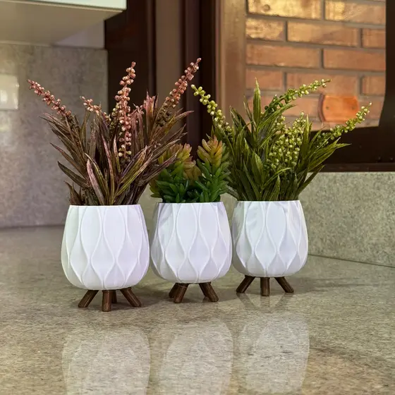 Trio de Vaso Decorativo Quarto Banheiro Sala e Armário Cachepot Cozinha para Plantas e Cactus