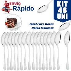 Jogo Colheres Sobremesa com 12/24 ou 48 Unidades Inox Resiste Alta Qualidade Ideal Para Uso em Buffet Restaurantes
