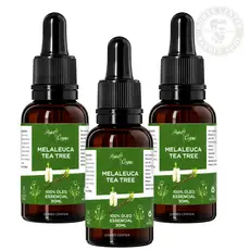 3x Óleo Essencial de Melaleuca 100% Puro Tea Tree 30ml Cada - Com Conta Gotas
