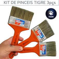Kit de Pinceis Para Pintura Tigre Com 3un Trincha Profissional de Pintar Parede Pincel Pintar Casa.