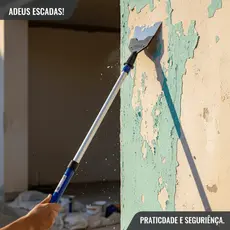 Espátula de Aço Inox Extensiva Para Raspar Parede e Tinta Sem Escadas Para Extensor.