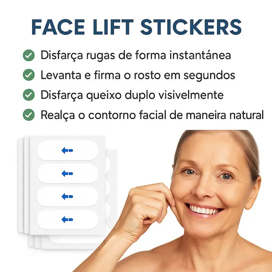 Fita Lifting Facial Invisível Adesivo Anti Rugas Efeito Pele Esticada Imediato