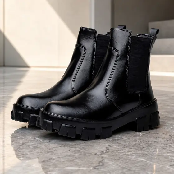 Bota Coturno Feminino Premium Cano Curto Chelsea Tratorada Blogueira