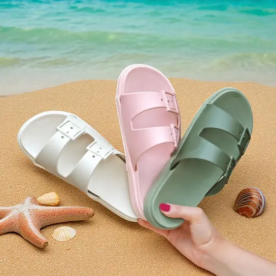Papete Feminina Modelo De Fivela Macia E Confortável Sandália Disponível Nas Cores Preta, verde, rosa PROMOÇÃO