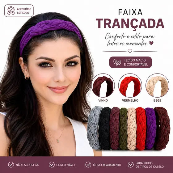 Faixa Tiara Trançada para cabelo Handband Ioga Pilates moda fitnees esportes e atividades