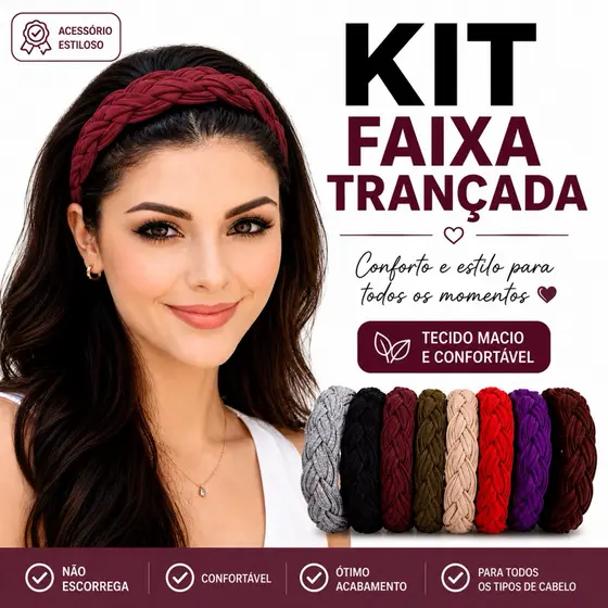 kit Faixas de Cabelo trançada Headband estilo tiara Ioga Pilates moda fitness esportes e atividades
