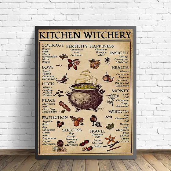 Vintage Cozinha Pôster De Bruxa E Impressão Pintura Em Tela Mágica Conhecimento Arte Parede Presente Decoração De Casa