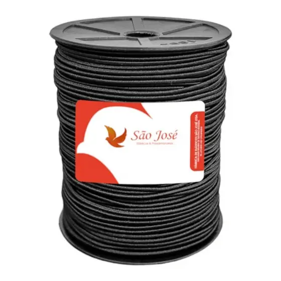 Elástico Roliço Colombe 5R Preto 2mm 100 Metros – São José