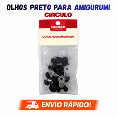 Olhos Amigurumi Preto Círculo 20 Unidades | 10 Pares com Trava Segurança