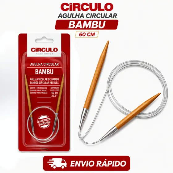 Agulha Circular Bambu 60cm - Círculo | Para Tricô, Alta Qualidade