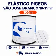 Elástico São José Pigeon Branco 18-11mm com 100m | Alta Resistência