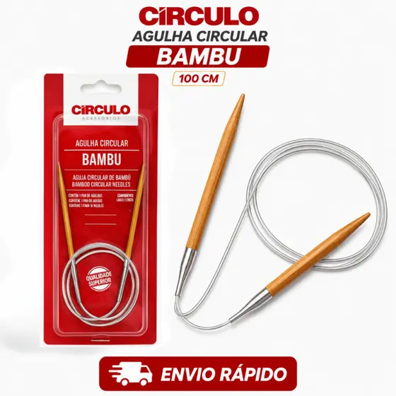 Agulha Circular Bambu 100cm - Círculo | Para Tricô, Alta Qualidade