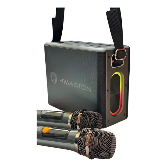 Caixa De Som Karaokê Potente 120w Bluetooth 2 Microfones