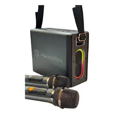 Caixa De Som Karaokê Potente 120w Bluetooth 2 Microfones