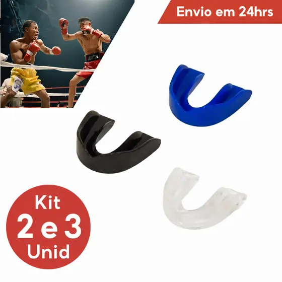 Kit 2/3 Protetor Bucal Simples Moldável P/ Lutas, Boxe, Muay Thai, MMA