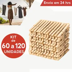 Kit 60/120 Prendedor Pregador de roupas de madeira Pegador