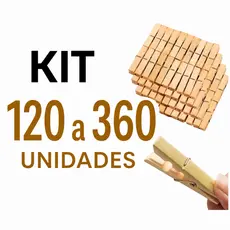 Kit 360 Prendedor Grampo De Roupas Madeira Embalagem com 120 a 360 Unidades
