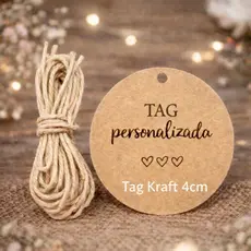 Tag Personalizada Kraft c/ Cordão de Juta Etiqueta Agradecimento Tag Lembrancinha Presente Embalagem
