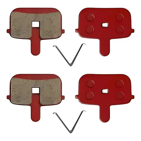 2 Pares Pastilha Freio Disco Mecânico Quadrada Vazada Bike