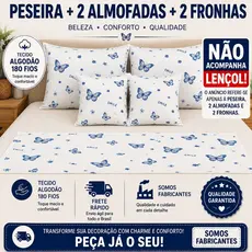 KIT 5 PCS  1  Peseira + 2 Capa de Almofada + 2 fronha Algodão Perfeita Cama Posta KING QUEEM PADRAO