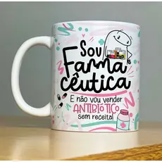 Caneca Personalizada de porcelana – Profissão: Sou Farmacêutico  - Sou Farmacêutica - Com Flork -  325ML