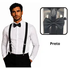Kit Suspensorio Masculino Padrinho Gravata Borboleta Regulável Ajustavel