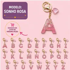 Kit Chaveiro De Resina Personalizado Coração Presente Dourado Bolsa Chave Com Letras A-Z