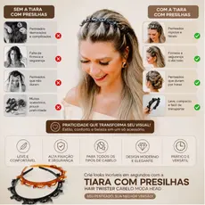 Tiara De Cabelo Com Presilhas Trançado Prendedor Camadas Arquinho Penteado Hair Twister WANG