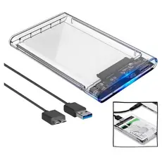 Case HD Externo USB 3.0 Transparente Para HD/SSD SATA 2,5" Gaveta Adaptador Portátil Notebook e PC