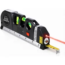 Trena Nível Laser Profissional 2,5m 3 Pontos Linhas Horizontal Vertical Cruzado Nível De Bolha Prático E Preciso Prumo