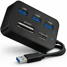 HUB 7 em 1 com 3 Portas USB 2.0 Extensor e Leitor de Cartão de Memória MS/MS PRO DUO/SD/MMC/Micro SD / M2