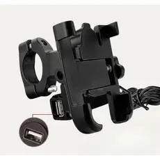 Suporte de Celular de Alumínio Moto Bicicleta Bike Com Usb Carrega CelularTrava Giro 360°