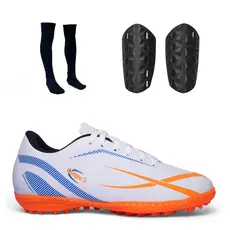 Kit Chuteira Society Campo Adulto com Caneleira e Meião Confortável