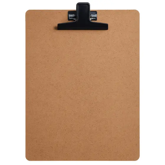 Prancheta de Madeira Eucatex A4 Ofício Com Prendedor de Metal 33cm x 23cm