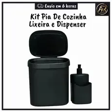 Conjunto de Pia e Cozinha Com Lixeira 3,5 Litros e Dispenser de Detergente 500 ML Porta Bucha