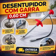 Desentupidor Limpador Pegador Ralo Cuba Pia Vaso Ralo Canos Com Garras Pinça Flexível 0,60cm.