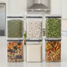 Kit 6 Potes Herméticos Empilháveis 1,1L Cozinha Organizada Premium