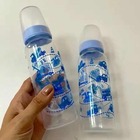 Mamadeiras Anplas 240ml Bico Silicone Ortodontico / Redondo Rosa e Azul.