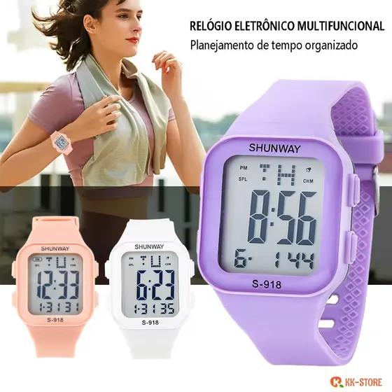 Rel贸gio Masculinos A Prova D 脕gua Digital Original Silicone Rel贸gios Esportivas Cron么metro Quadrado